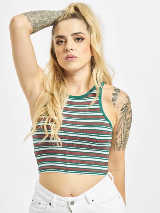 Urban Classics Tops sans manche Rib Stripe Cropped vert